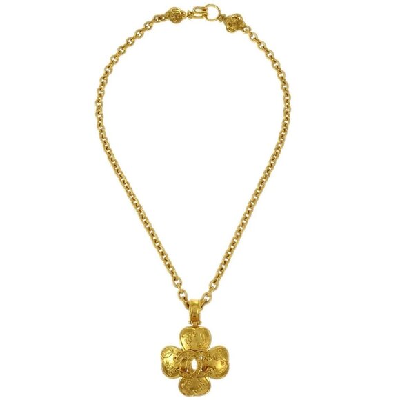 Chanel Clover Chain Pendant Necklace Gold 96A 165816 - Picture 1 of 8